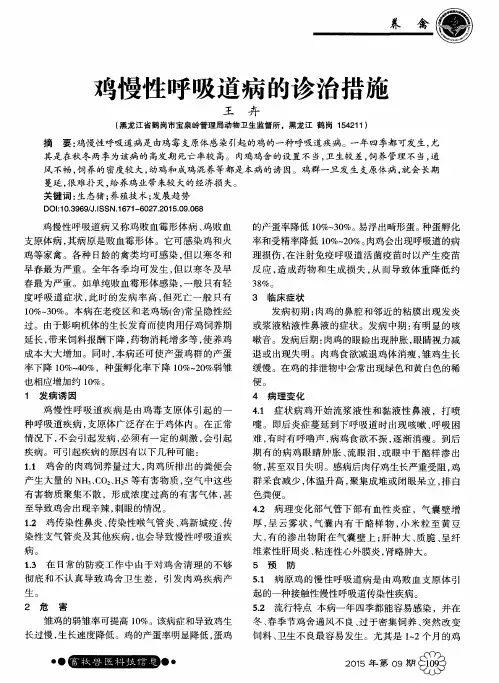 鸡慢性呼吸道病的诊治措施