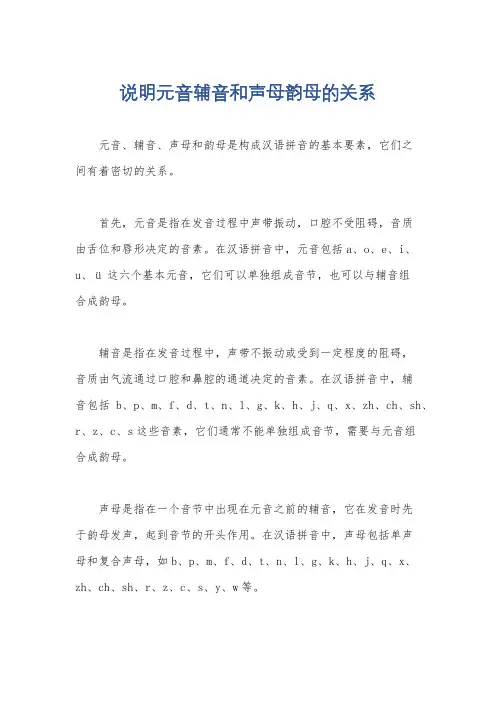 说明元音辅音和声母韵母的关系
