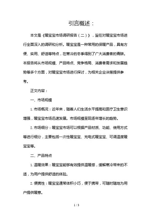 暖宝宝市场调研报告2024