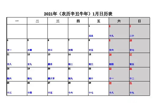 2021年日历、台历、年历 A4纸工作记录 可打印
