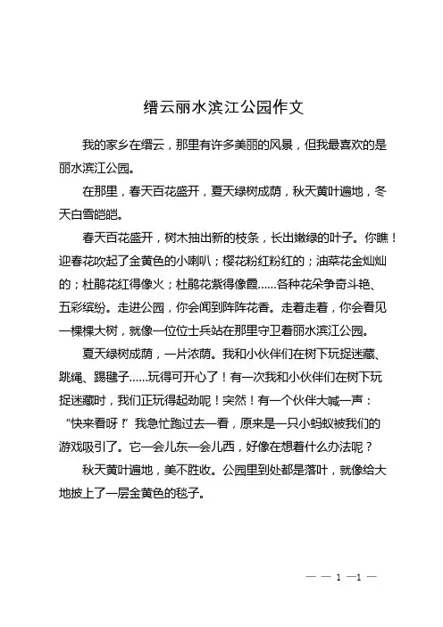 缙云丽水滨江公园作文
