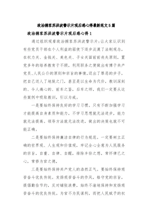 政治掮客苏洪波警示片观后感心得最新范文5篇