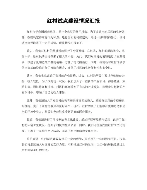 红村试点建设情况汇报