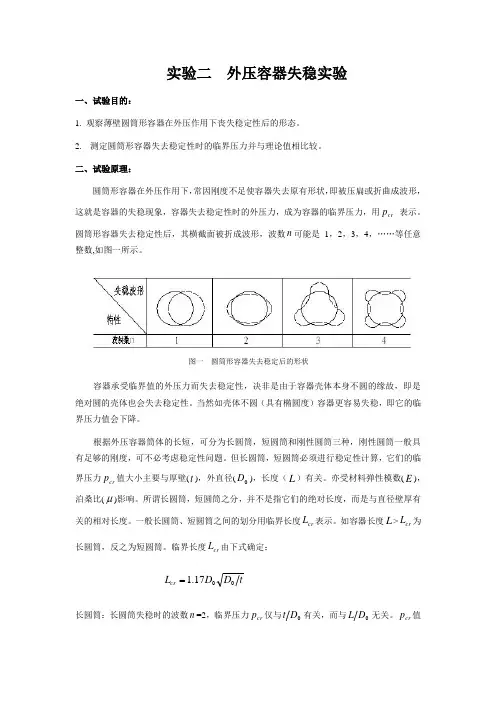 实验二  外压容器失稳实验