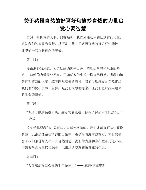  关于感悟自然的好词好句摘抄自然的力量启发心灵智慧