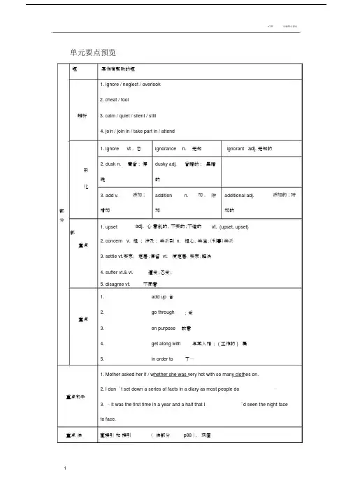 人教版本高中高一英语必修一unit1全面复习总结.doc