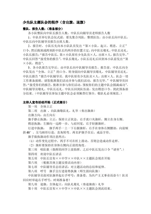 少先队主题队会的程序(含出旗、退旗)
