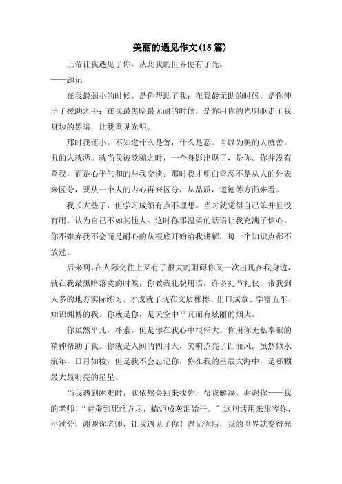 美丽的遇见作文(15篇)范文