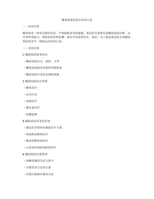 糖尿病基层医学培训计划