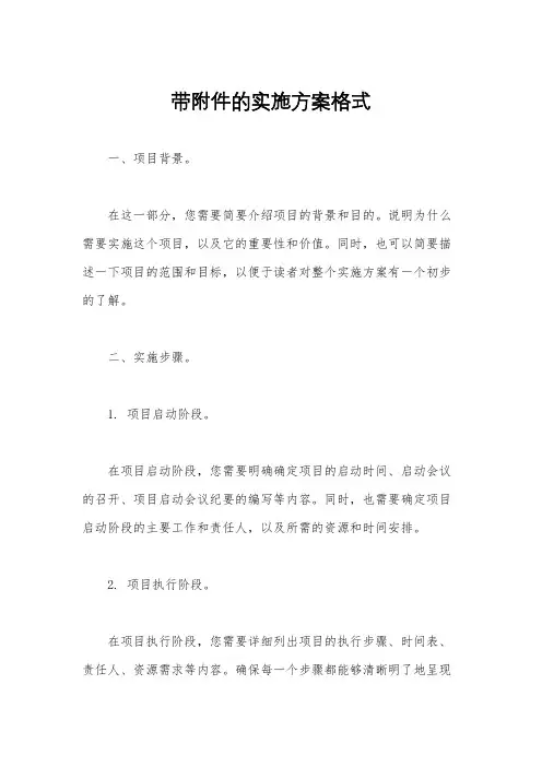 带附件的实施方案格式