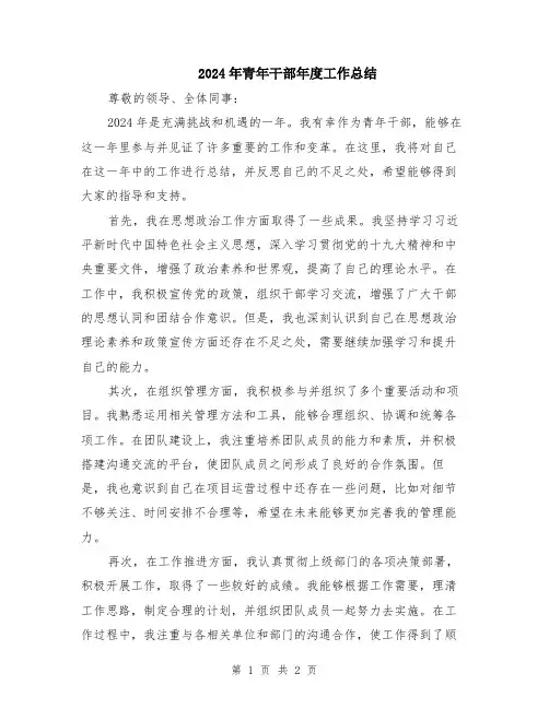 2024年青年干部年度工作总结
