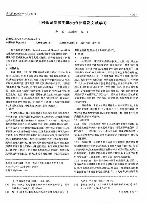 1例骶尾部藏毛窦炎的护理及文献学习