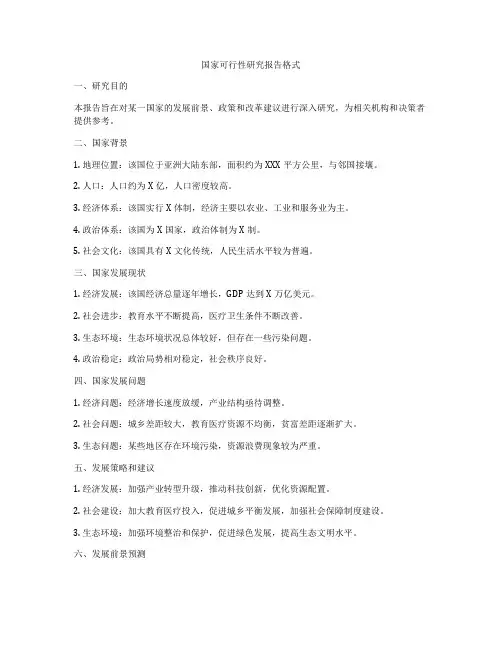 国家可行性研究报告格式