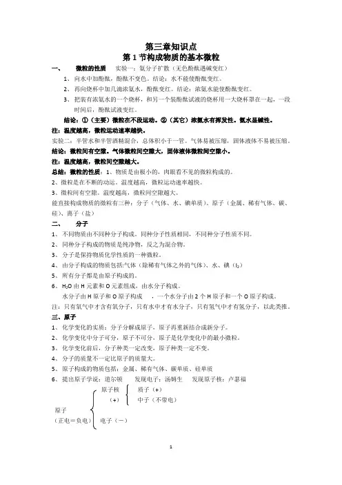 化学第三章物质构成的奥秘知识点总结