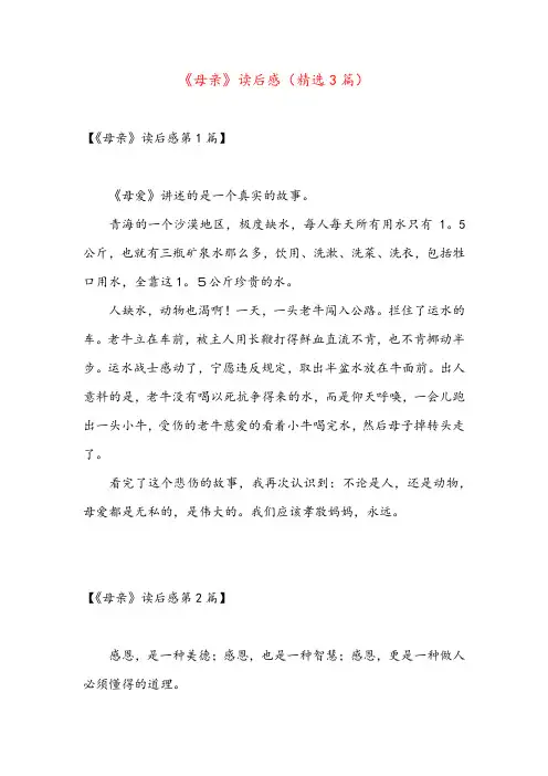 《母亲》读后感(精选3篇)