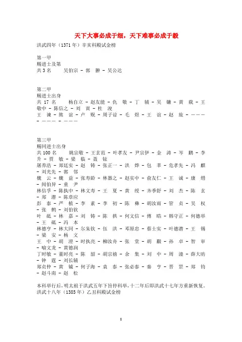 明朝进士列表
