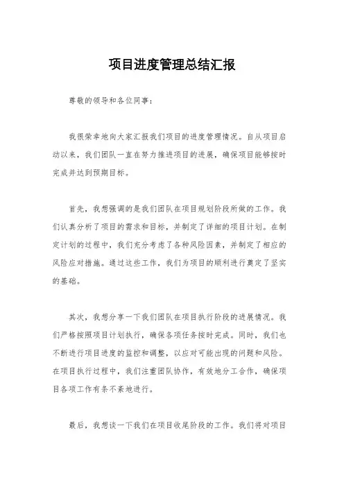 项目进度管理总结汇报