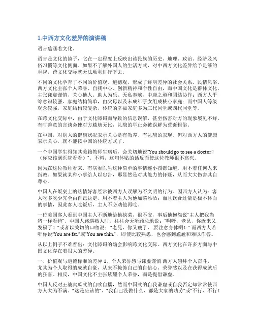 中西方文化差异演讲稿
