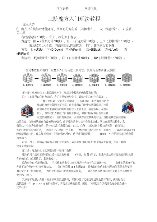 魔方还原步骤(带图解及公式)