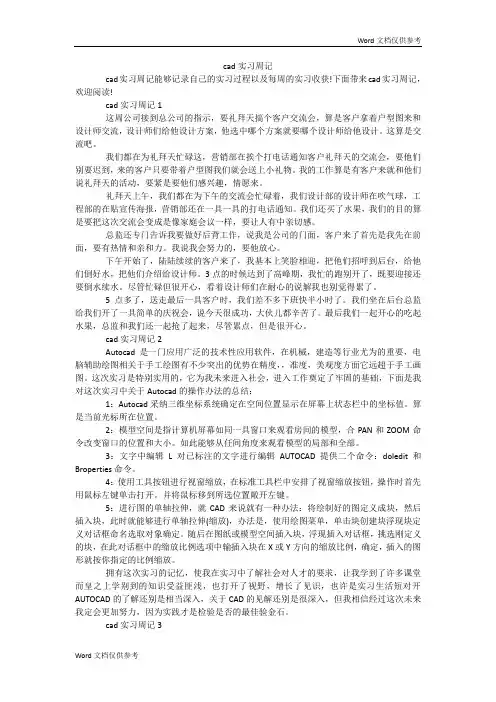 cad实习周记
