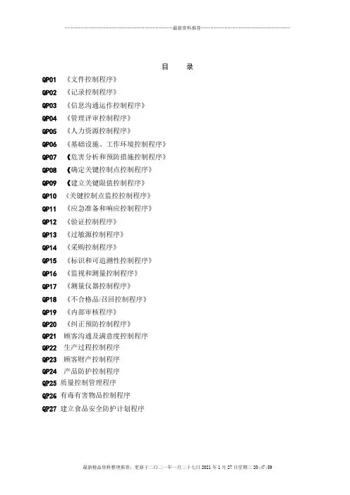 ISO体系程序文件总汇