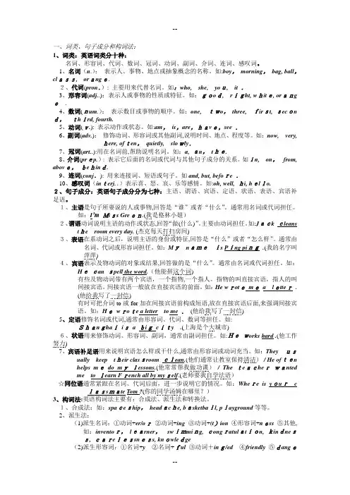 初中介词用法附练习及答案