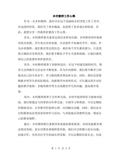 乡村教师工作心得