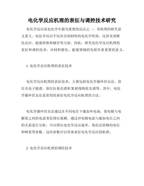 电化学反应机理的表征与调控技术研究