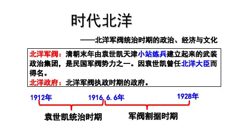 人教版高中历史必修一  第20课  北洋军阀统治时期的政治经济文化