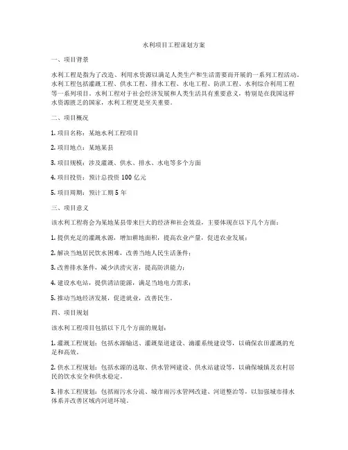 水利项目工程谋划方案