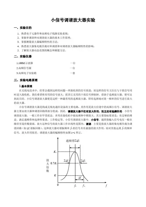 小信号调谐放大器实验
