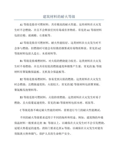 建筑材料的耐火等级