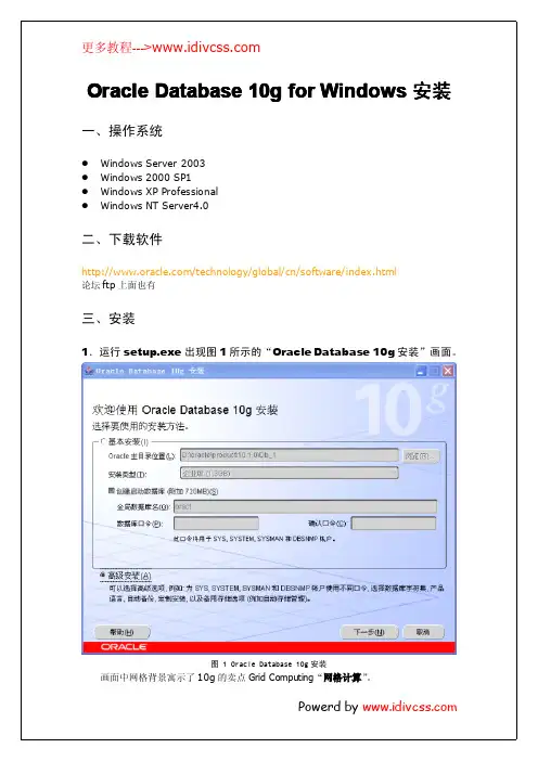 最新Oracle10G安装图解教程(超详细)