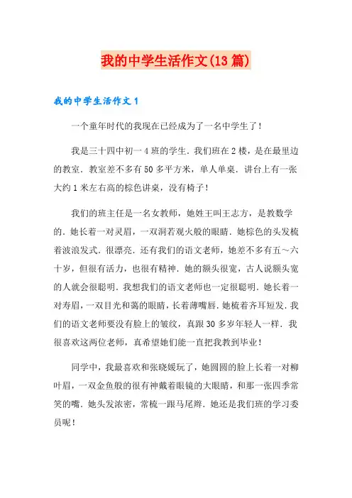 我的中学生活作文(13篇)