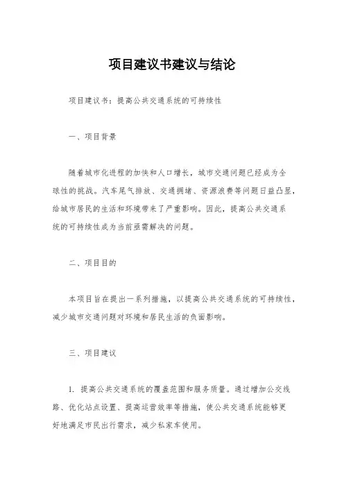 项目建议书建议与结论