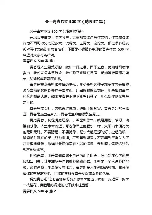 关于青春作文500字（精选57篇）