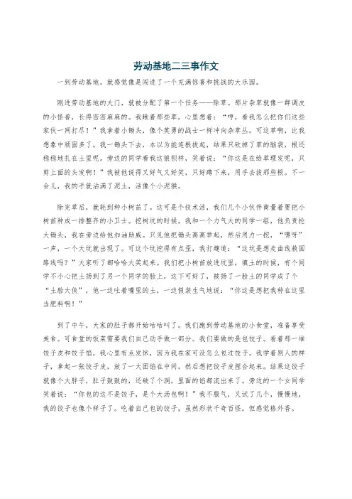 劳动基地二三事作文
