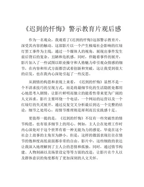 《迟到的忏悔》警示教育片观后感