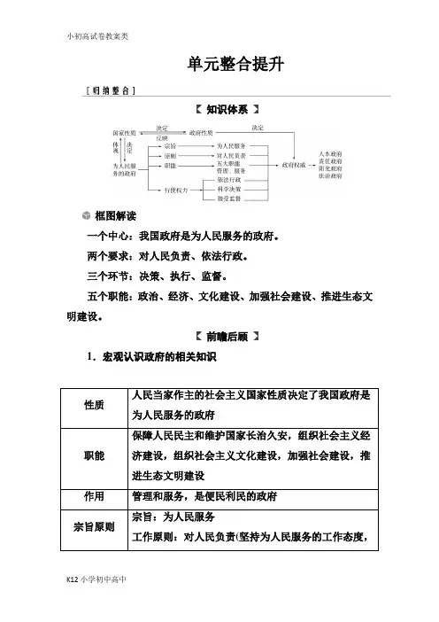 【配套K12】2019版高考总复习政治练习：必修二 第二单元单元整合提升