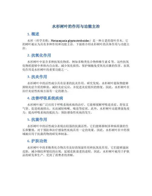 水杉树叶的作用与功能主治