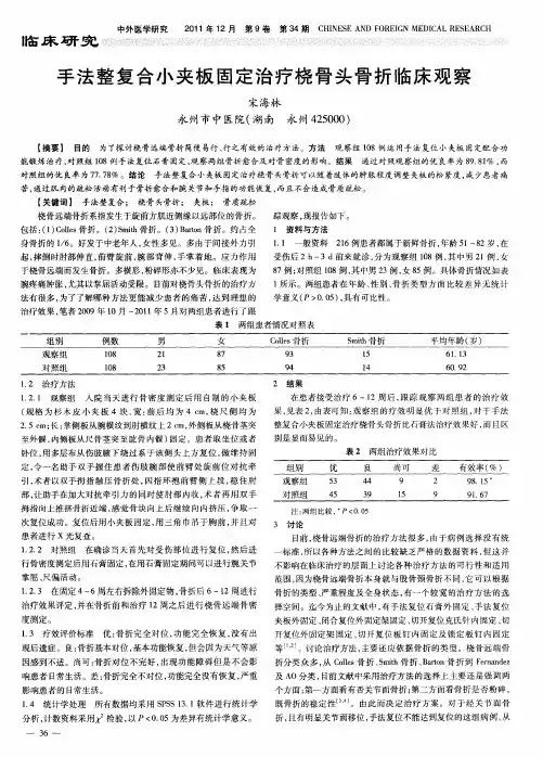 手法整复合小夹板固定治疗桡骨头骨折临床观察