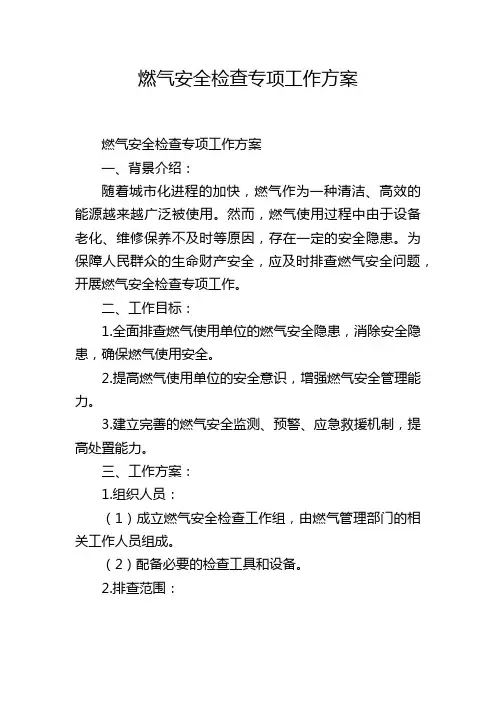 燃气安全检查专项工作方案