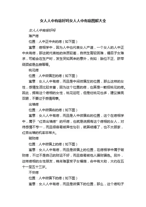 女人人中有痣好吗女人人中有痣图解大全
