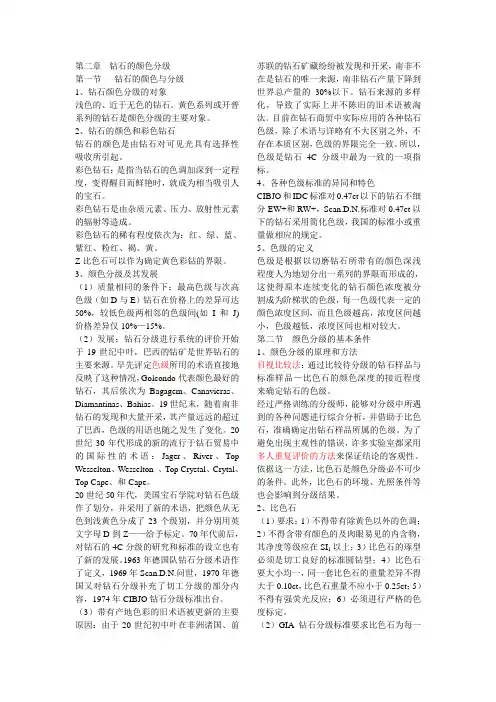 钻石的颜色分级