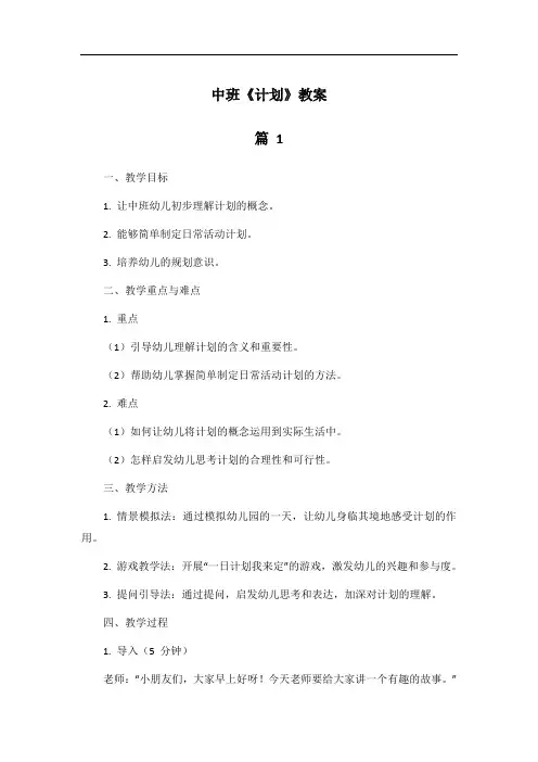 中班《计划》教案