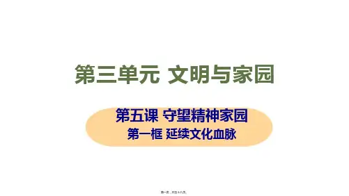 新部编人教版九年级上册道德与法治 第一框 延续文化血脉 教学课件