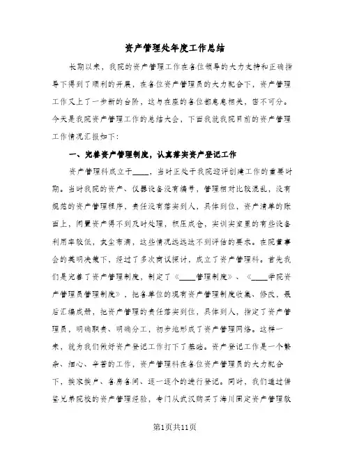 资产管理处年度工作总结(4篇)