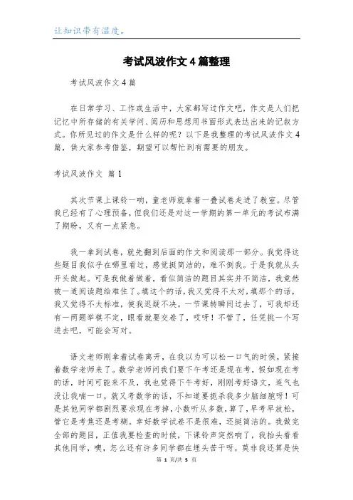 考试风波作文4篇整理