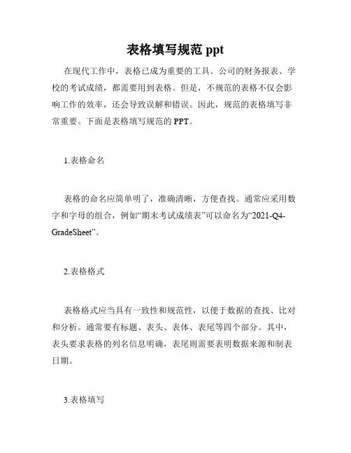表格填写规范ppt