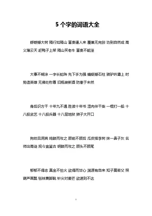 5个字的词语大全